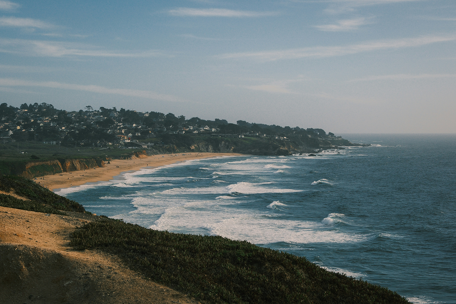 Coastal shoreline with ocean waves